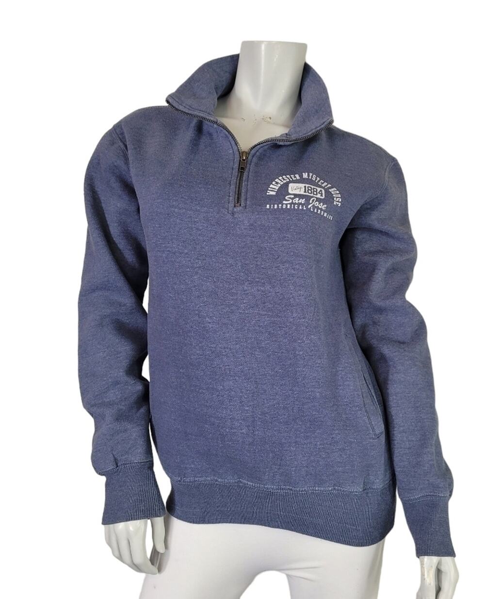 Winchester Mystery House WMS Small 1/4 Zip Souvenir Sweatshirt Blue POCKET